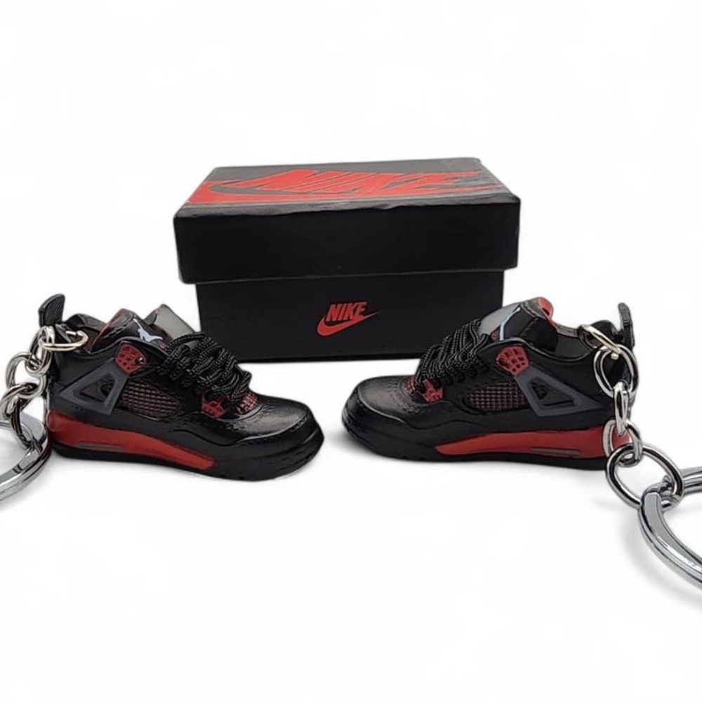ed and black Nike Air Jordan 4 Sneaker Keychain Set With Box!